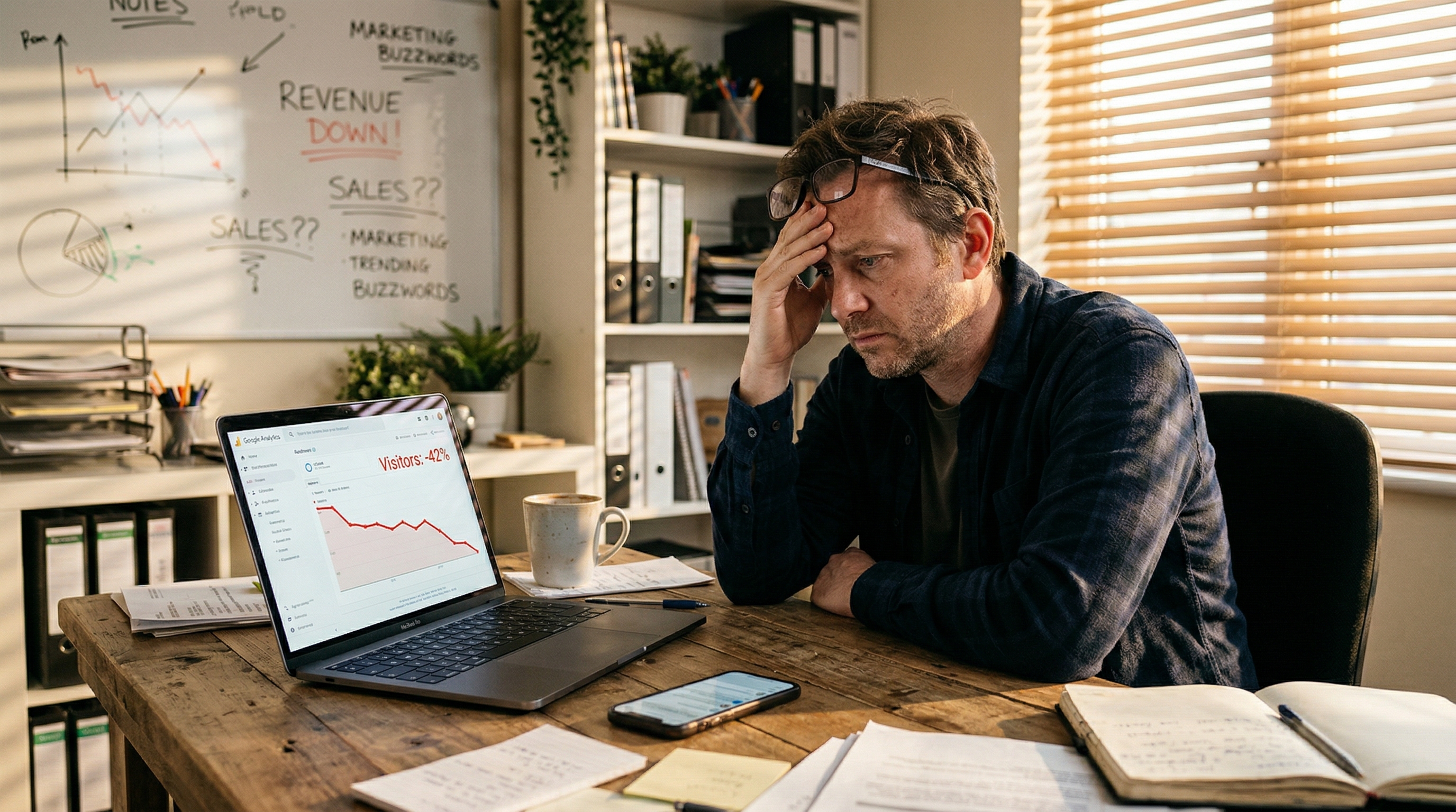 Small business owner checking their website on a mobile phone