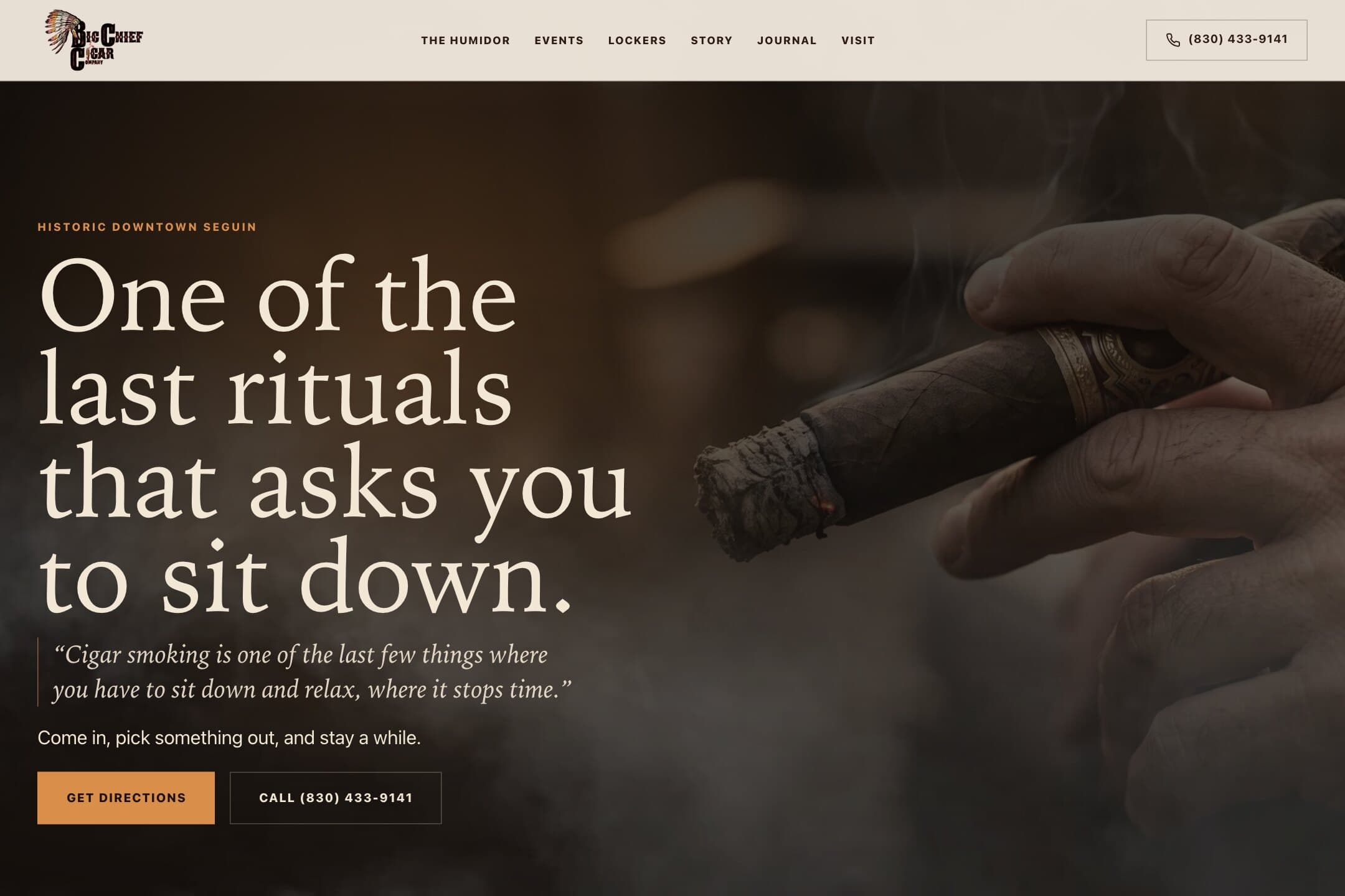 Big Chief Cigar homepage, designed and built by RJ Digital