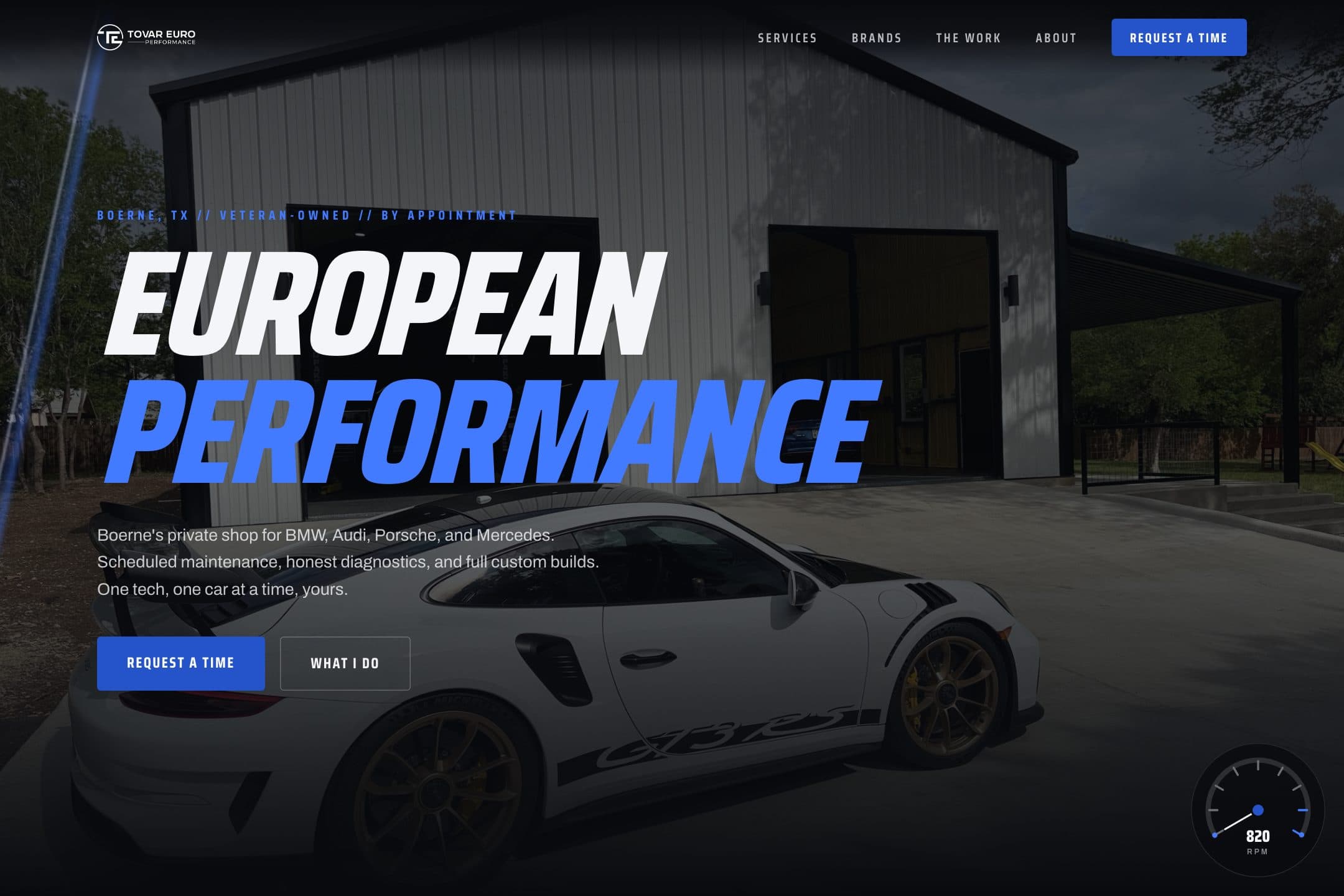 Tovar Euro Performance homepage — designed and built by RJ Digital